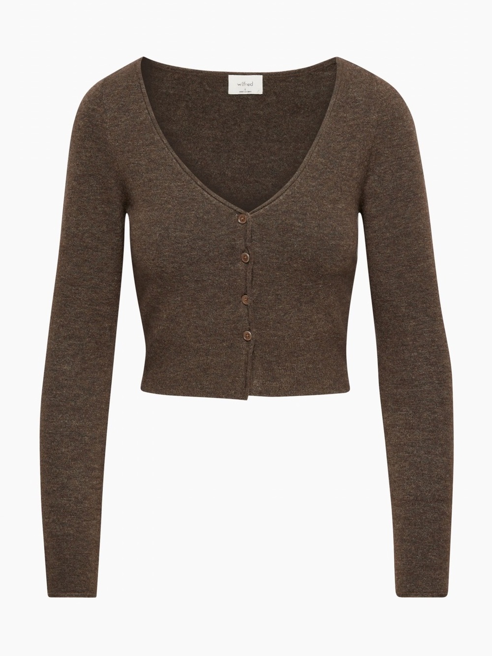 Wilfred Chocolate Brown Cropped V-Neck Button Cardigan - Picture 1 of 3
